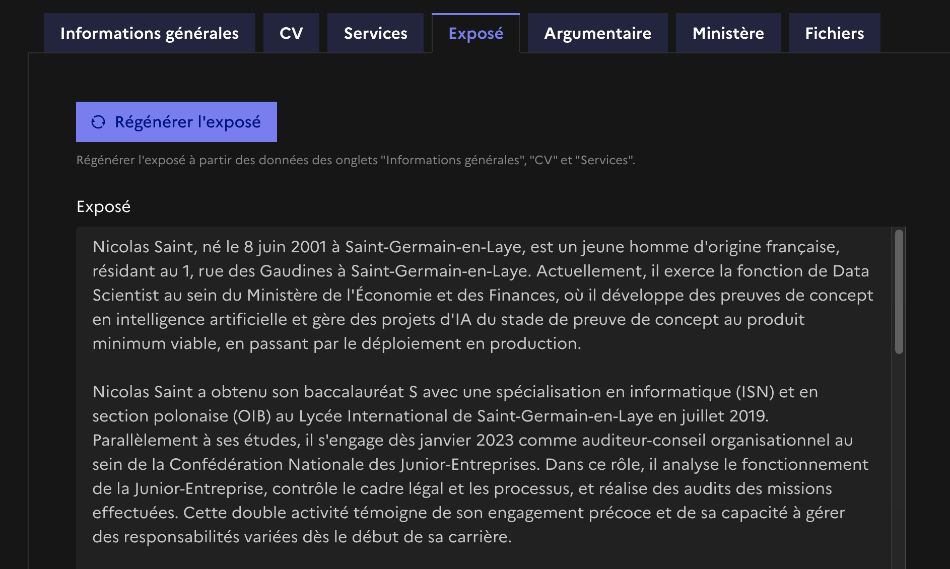 Service statement