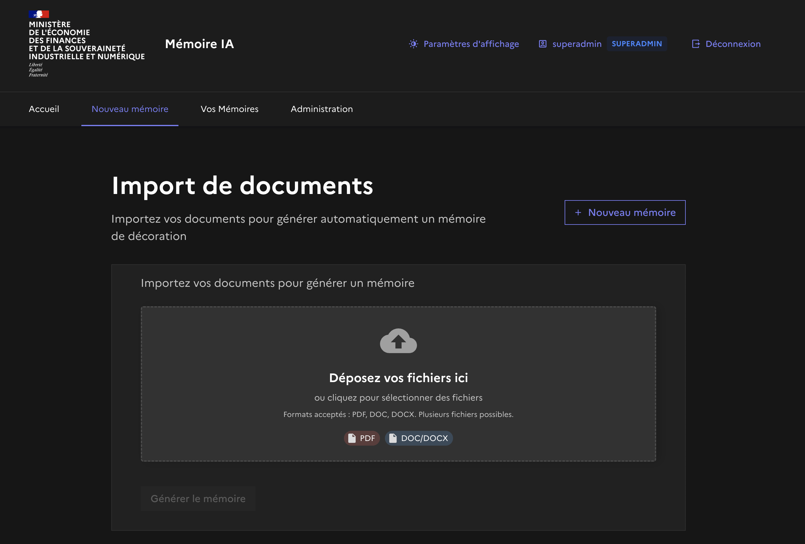 Document import interface